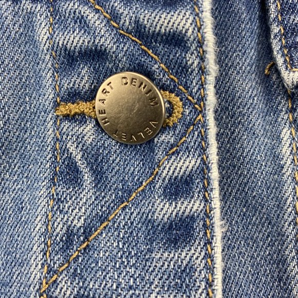 Velvet Heart Jean Jacket Women Large L Blue Denim Button Up Casual Distressed - Picture 3 of 12